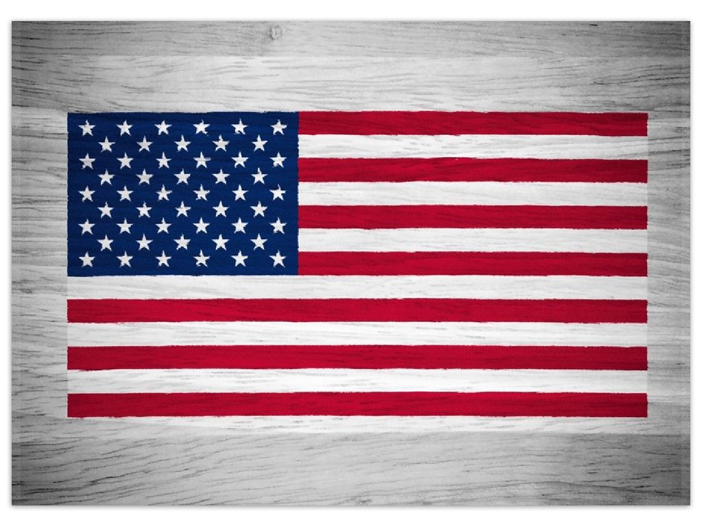 Wallario Premium Teppich, Größe 50 x 70 cm, USA Flagge auf Holz