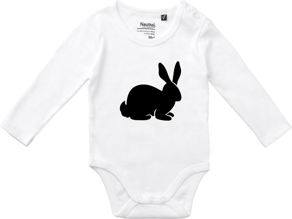 Huuraa Baby Body Hase Kaninchen Silhouette 74 White Baumwolle Fairtrade Langarmbody Geschenkidee