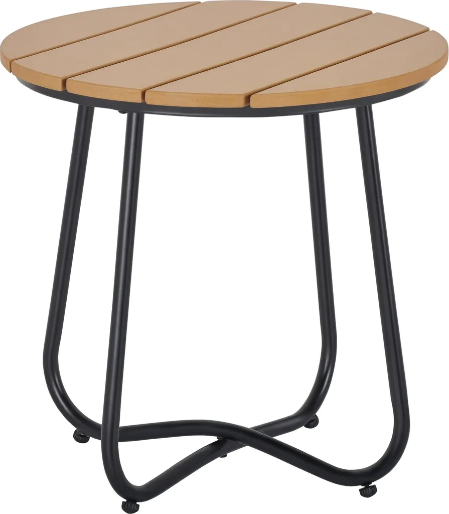 Outsunny Petite Table Basse Ronde 49cm - Table d'Appoint Jardin Marron