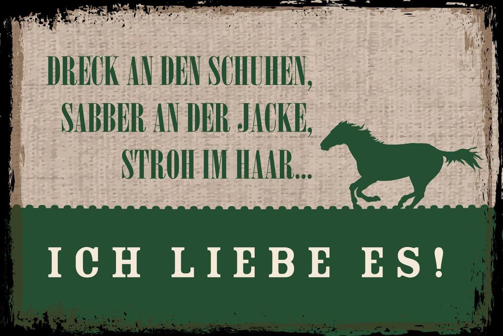 vianmo Holzschild 20x30 cm Stroh im Haar Ich liebe es Pferd