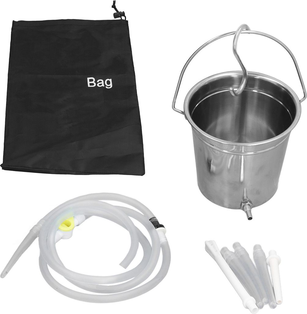 2L Klistiereimer-Set mit Silikonschlauch-Düsenspitzen, Aufbewahrungstasche, Edelstahl-Kaffee-Milchfass