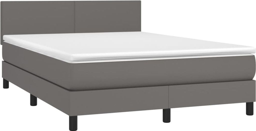 "Winter Sale" Boxspringbett mit Matratze & LED Grau 140x190cm Kunstleder - clorisNeu529450 - Klassische BettenJugendbett Tagesbett