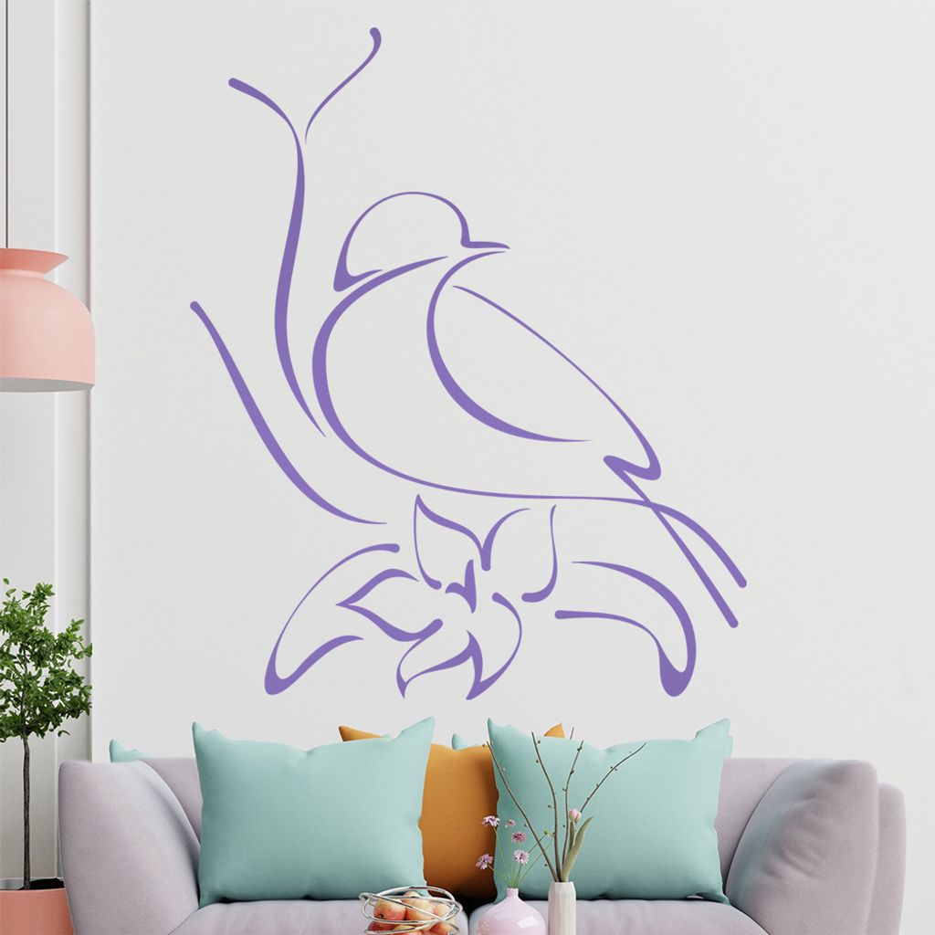 Kleiner Vogel Linien Wandtattoo in 6 Größen - Wandaufkleber Wall Sticker - Dekoration, Küche, Wohnzimmer, Schlafzimmer, Badezimmer