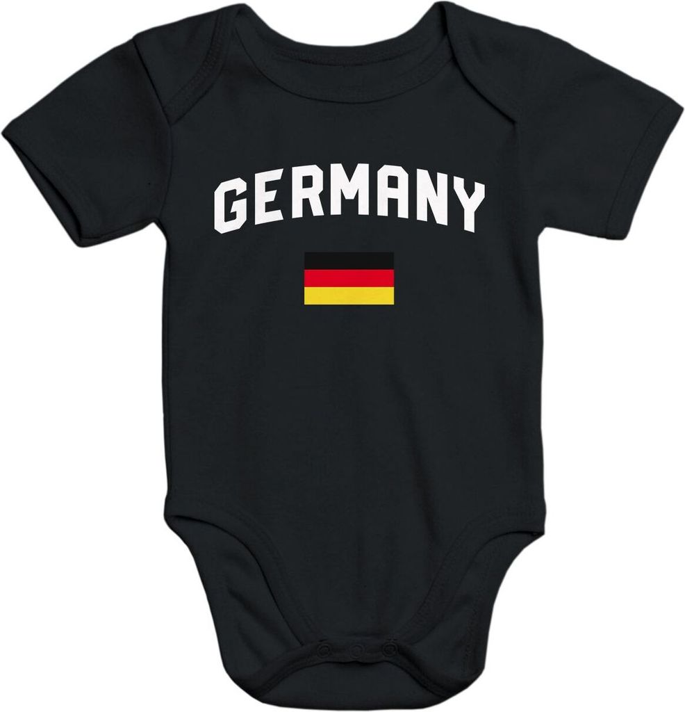 Baby Body Deutschland Flagge WM Fußball Weltmeisterschaft 2018 World Cup Baumwolle Moonworks Germany schwarz 0-3 Monate