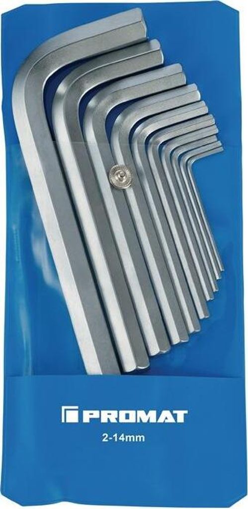 Winkelschraubendrehersatz 10-tlg.Ku.-Tasche SW 2-14mm kurz S2-Stahl PROMAT