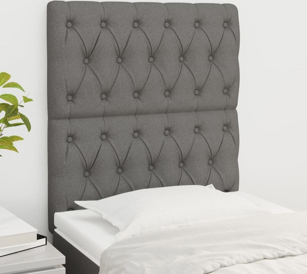 "SALE 2026"Kopfteil - modernes Design - fürs Schlafzimmer - Dunkelgrau 80x7x118/128cm Stoff DE700637 - Kopfteile