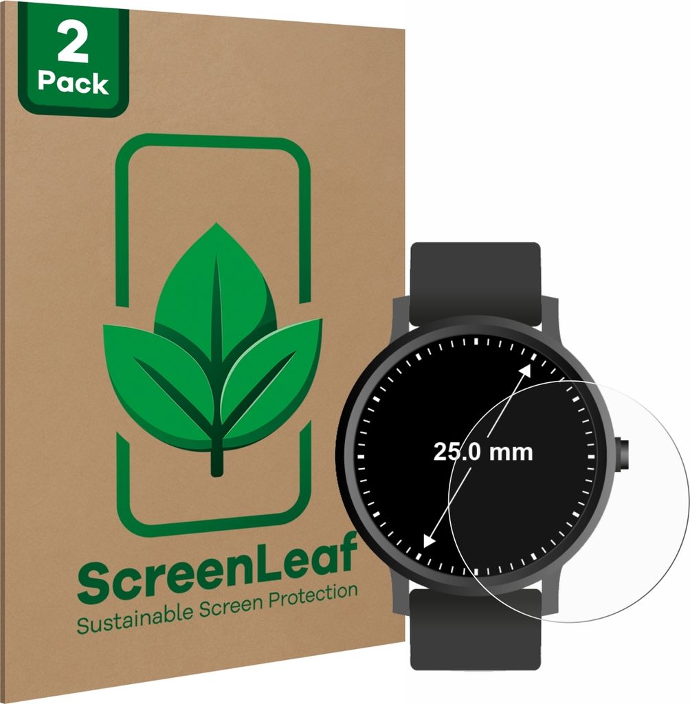 2x ScreenLeaf Schutzfolie für Kreisrunde Displays (ø: 25 mm) nachhaltiger Displayschutz Display Schutz Folie Klar Transparent