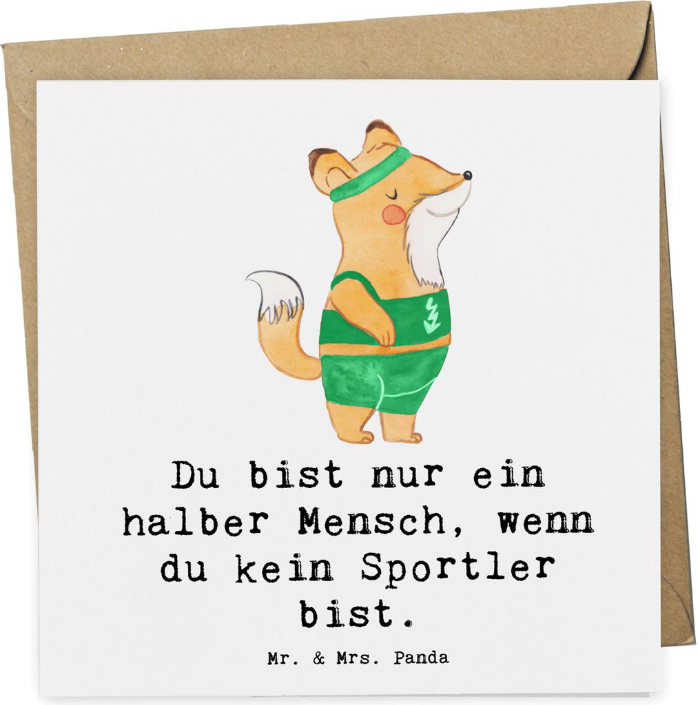 Mr. & Mrs. Panda doppelkarte Sportler Herz - Weiß - Geschenk, Glückwunschkarte, faltkarte, anlasskarte, Klappkarte, Grußkarte