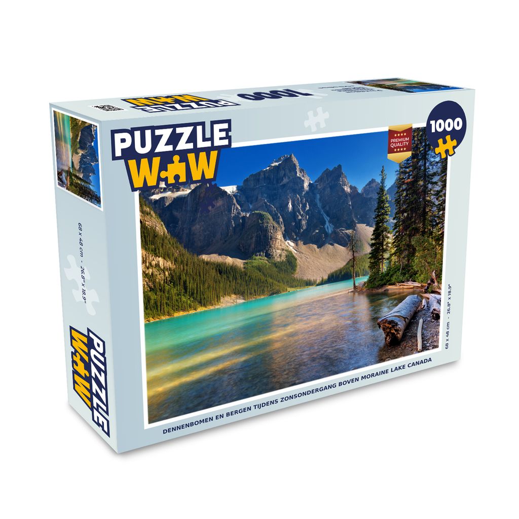 MuchoWow Puzzle 1000 Teile Kiefern und Berge bei Sonnenuntergang über dem Moraine Lake in Kanada - Erwachsene - Rätsel