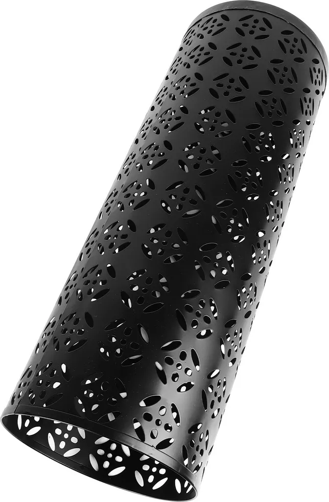 Porte-parapluie rond inox noir 23x15x15cm avec motif perforé design