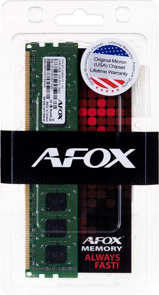 AFOX DDR3 8G 1333 UDIMM Mémoire RAM 8 Go 1333 MHz pour PC de Bureau
