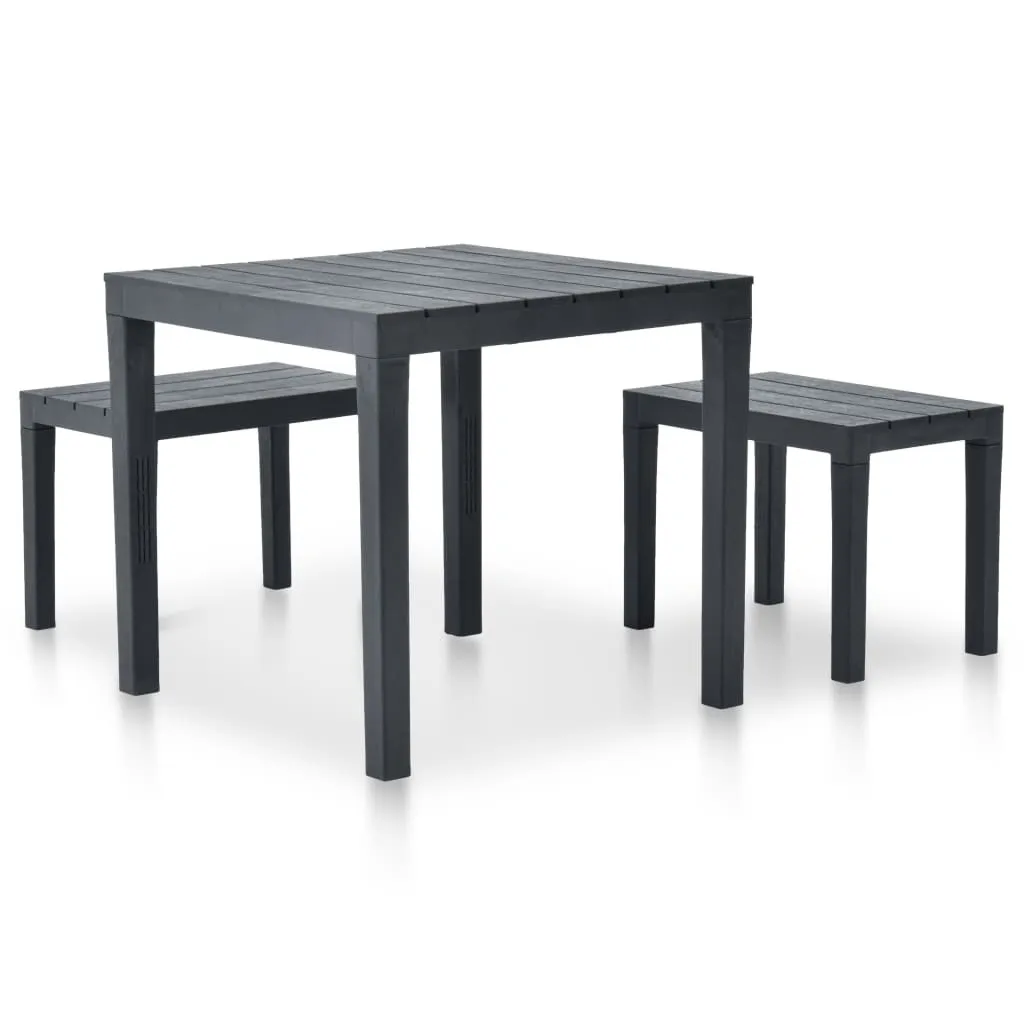 Set Picnic Giardino Antracite: Tavolo e Panche in Plastica Design Moderno