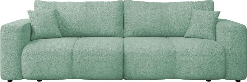 MIRJAN24 Sofa Furyn, Schlafsofa mit zwei Bettkästen und Schlaffunktion, Wellenfeder, zwei Dekorative Kissen (Farbe: Coral 55)
