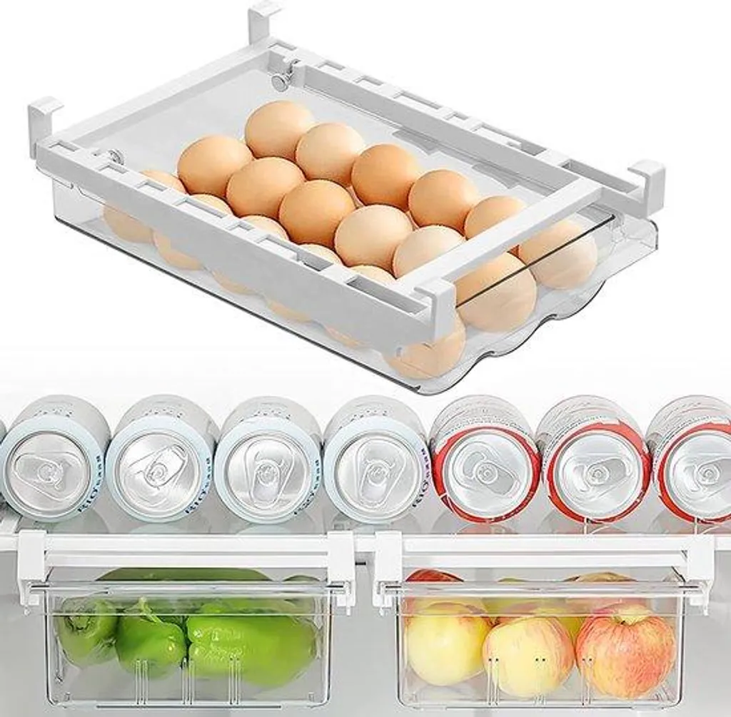 Range-œufs transparent avec tiroir coulissant et poignée ergonomique
