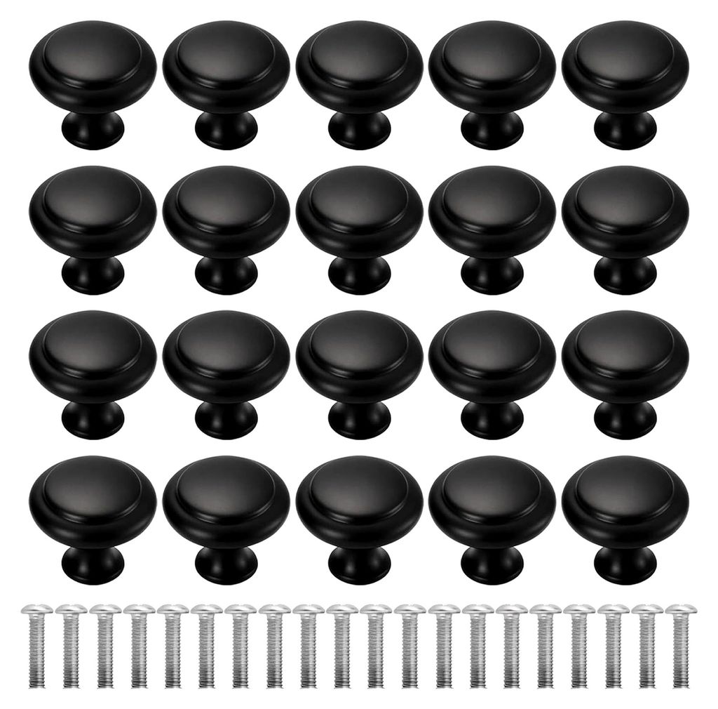 30 Stück Möbelknöpfe Schwarz, Edelstahl Schrankknopf mit Schrauben, Griffe für Möbel, elegantes Design für Schubladen, Schränke, Garderoben,...
