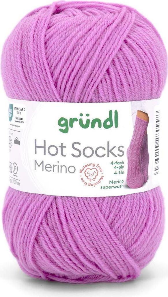 Gründl Hot Socks Merino 50 g/200 m 4-fädig uni 75 % Schurwolle(Merino) /25% Polyamid 17 orchidee