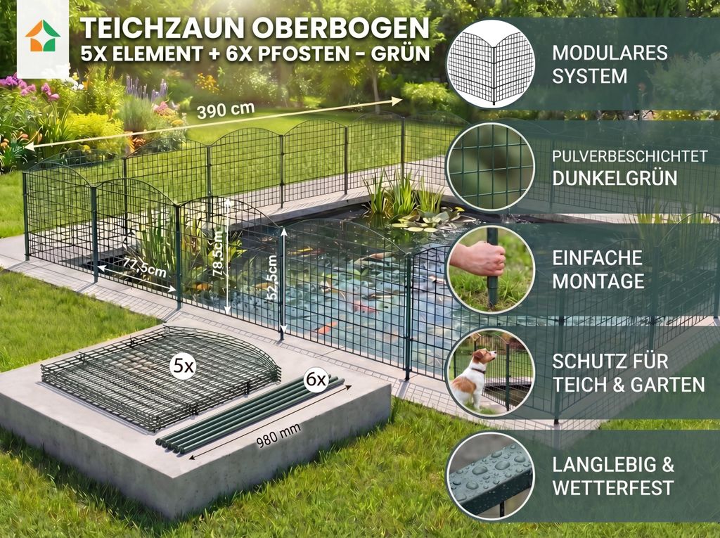Teichomheining, bovenste deel - Set van 5 Productafbeelding 