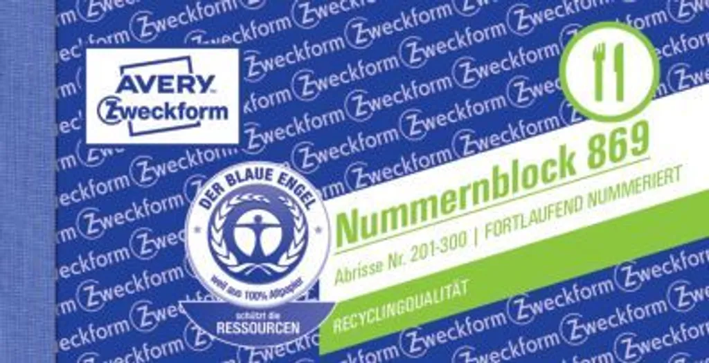 Avery Zweckform 869 Bloc de numéros compacts 50 feuilles assorties