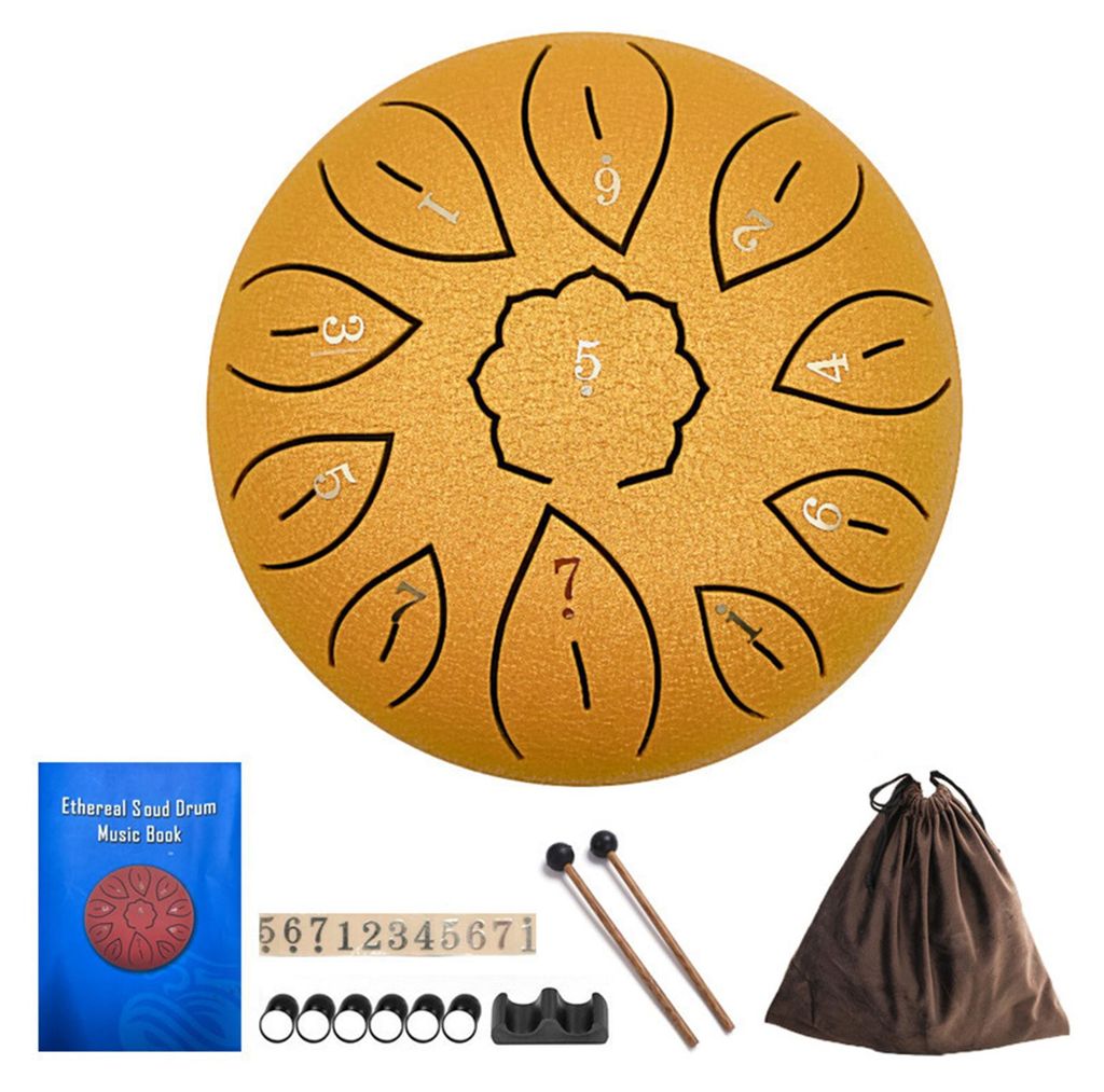 6-Zoll-Stahltrommel mit Schlägeln, Notenaufklebern, Ständer, 11 Töne, Meditation, Yoga, Klangtherapie, Handpan-Trommel, musikalisches Perkussion...