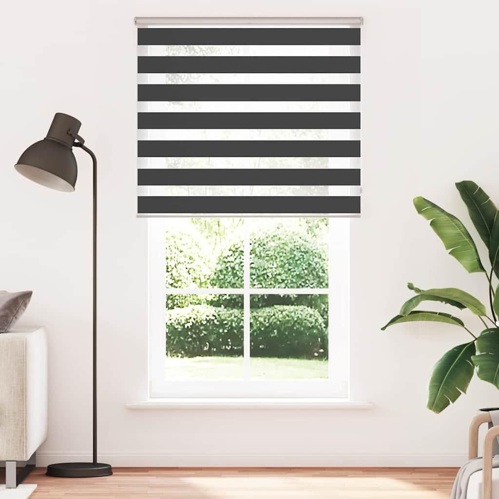 vidaXL Doppelrollo Schwarz 125x200 cm Stoffbreite 120,9 cm Polyester