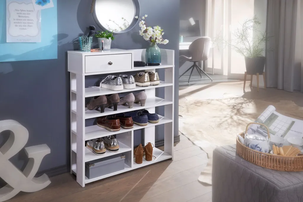 Étagère à chaussures blanche étroite 24cm profondeur | Design Moderne - 2