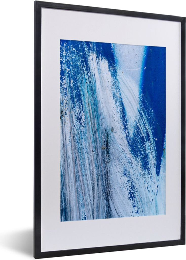 MuchoWow Gerahmtes Poster Ein Gemälde einer blauen Eruption 40x60 cm - Poster mit Schwarzem Bilderrahmen Wandposter Rahmen Foto Bilder - Poster ...
