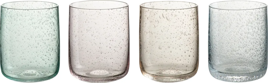 J-Line Verre Yones - Lot de 4 Verres à Boire Multicolores pour la Table
