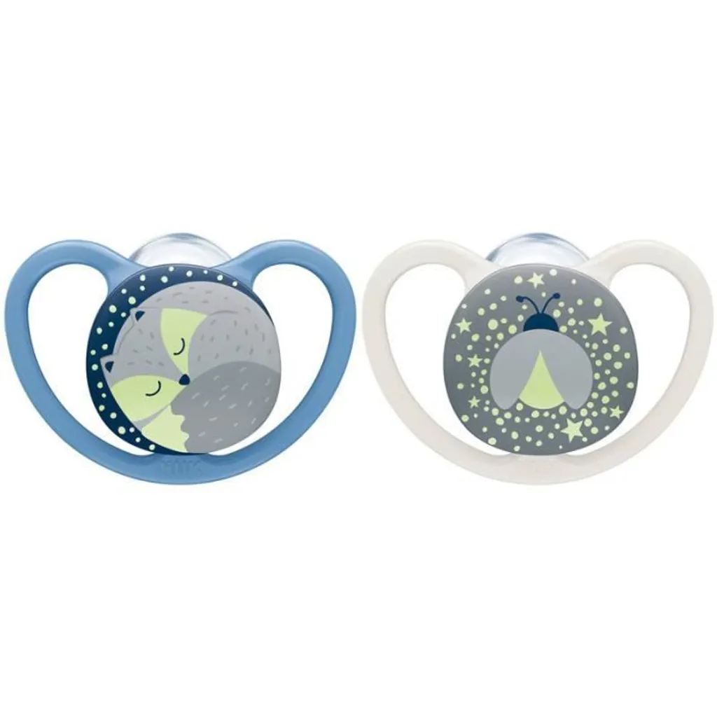 NUK Sucette Space 18-36m NUIT en Silicone avec Aérations Extra-Larges