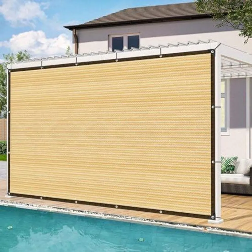 Toile d'ombrage hydrofuge et aérée beige 2m, haute résistance aux UV