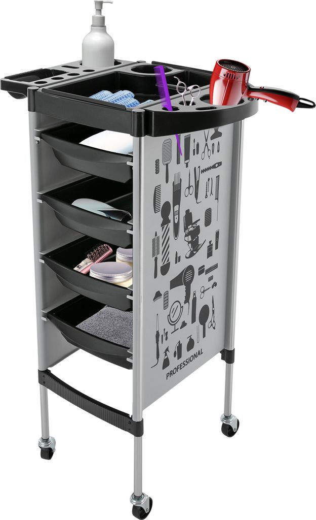5-stufiger Friseurwagen auf Rollen Salonwagen 38*88cm (weiß)