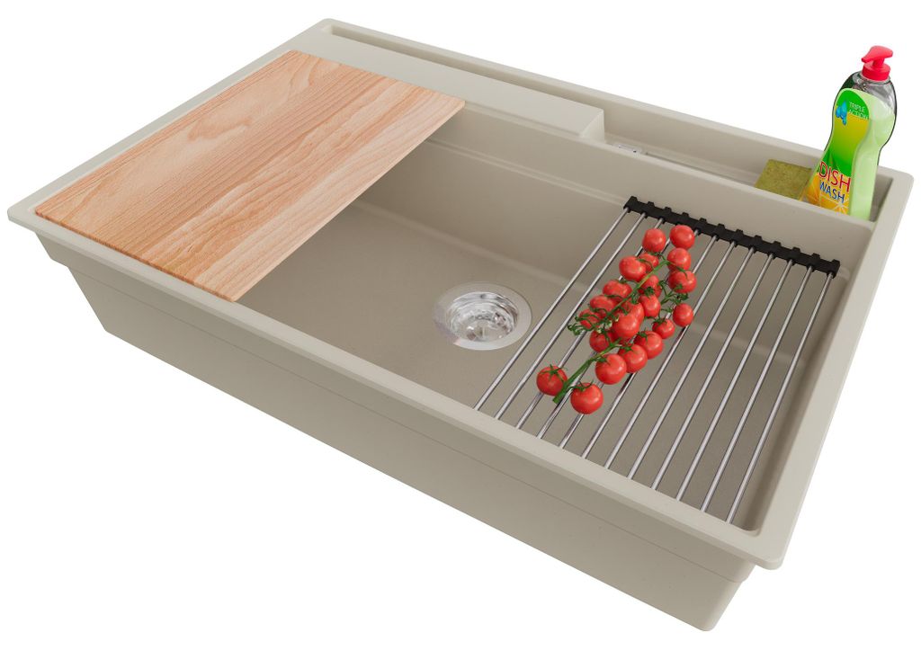 PRIMAGRAN Spülbecken Beige 78x53cm, Granitspüle 1 Becken + Produktbild 