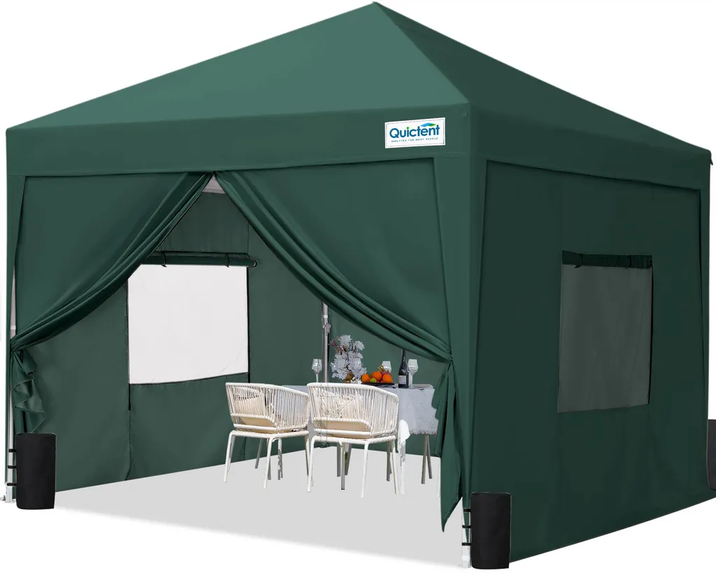 Pavillon Quictent 3x3 pliable avec 4 parois latérales et toit ventilé