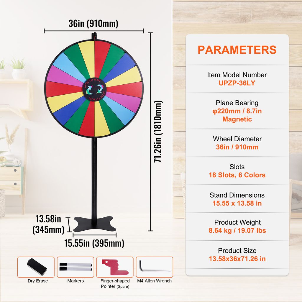VEVOR 91 cm koleso šťastia s 18 priehradkami, ruleta s Obrázok produktu 7