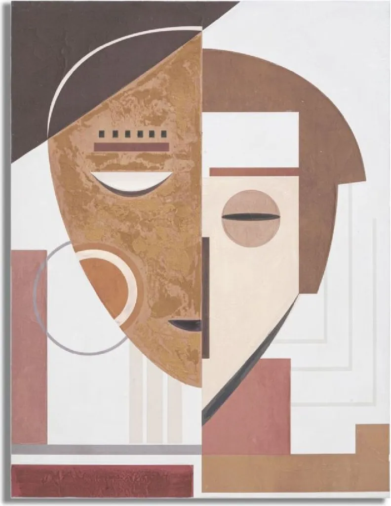 Mauro Ferretti murale Volto etnico 60x2,7x80 cm multicolore