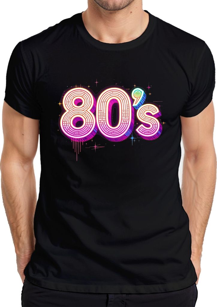 80's Neon Retro Disco Achtziger Jahre Party Vintage Geschenk Herren T-Shirt, Schwarz, XL