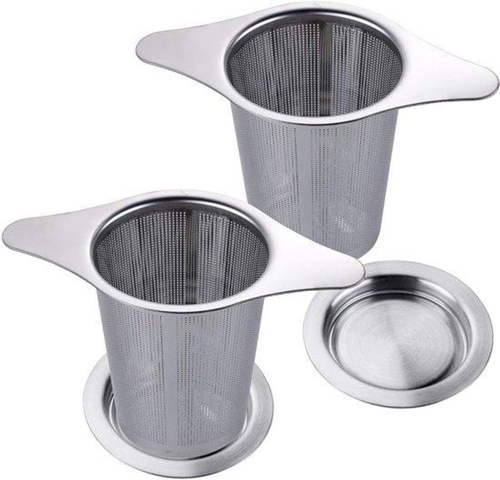 Premium RVS Thee Filter mit Feinmaschigem Filter für lose Teeblätter - Tee Ei für Losen Tee - Silber - 2er Set