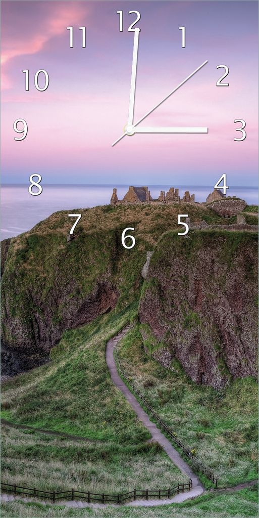 Wallario Design Wanduhr bedruckt, Größe 30 x 60 cm, Motiv: Schloss am Meer