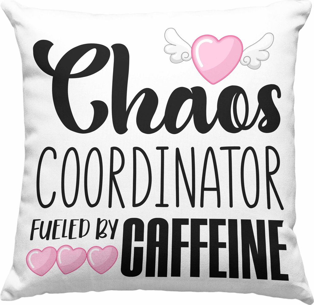 Trendation - Deko-Kissen mit Füllung 40x40 für Chefin Geschenk Chaos Koordinatorin Chefin Geschenkidee Lustige Deko-Kissen mit Füllung 40x40 Mam...