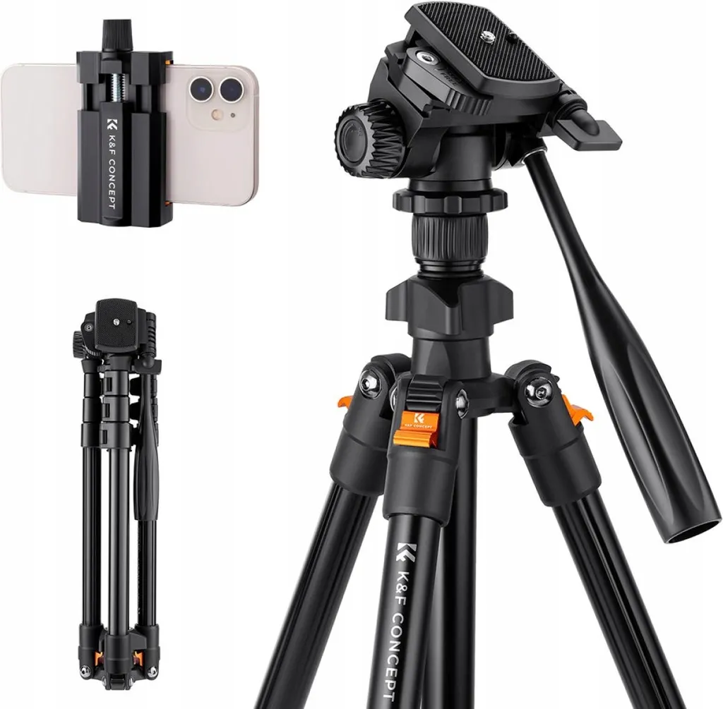 Trépied Vidéo avec Tête Fluide Panoramique pour Caméra et Appareil Photo