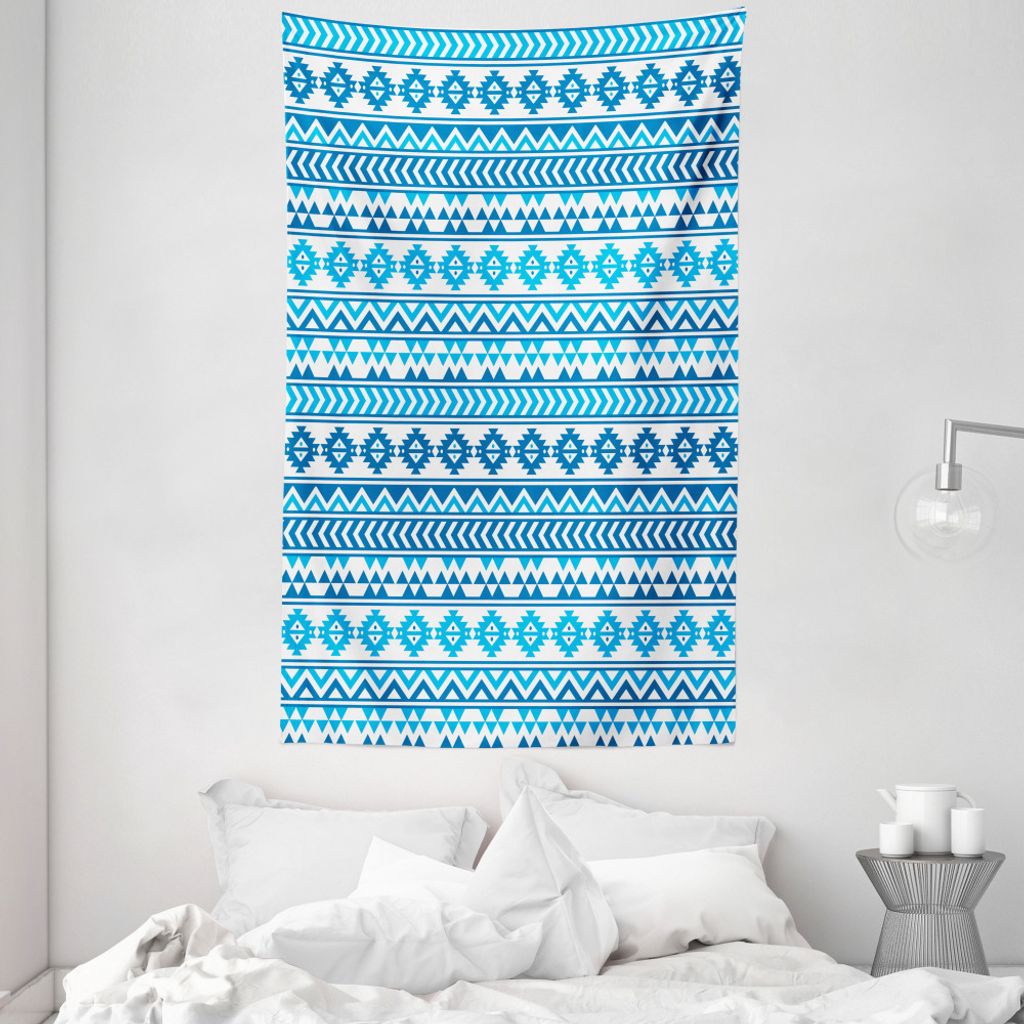 ABAKUHAUS Geometrisch Wandteppich und Tagesdecke, Folk Kulturformen aus Weiches Mikrofaser Stoff Waschbar ohne Verblassen Digitaldruck, 140 x 230 c...
