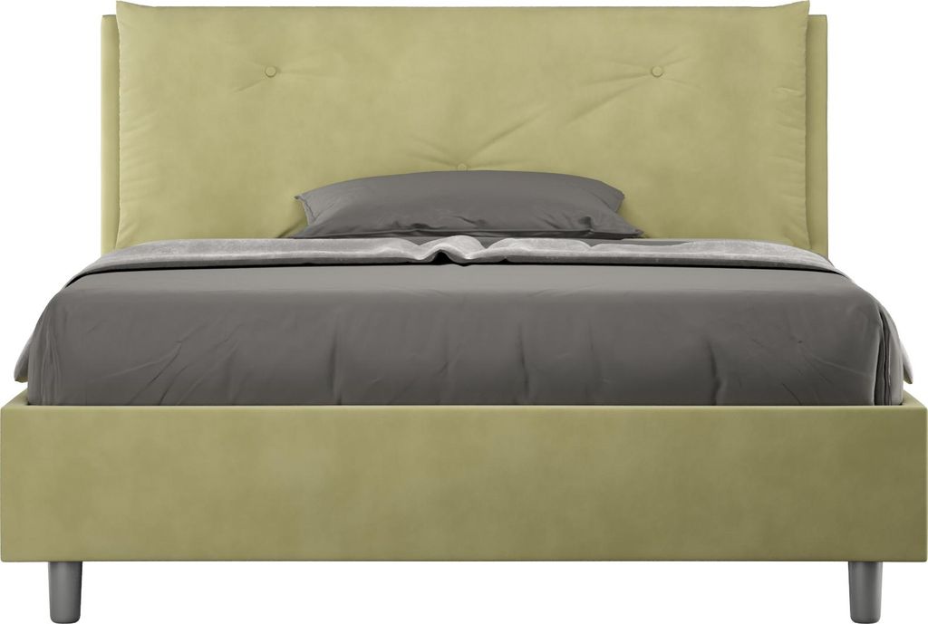 ITYHOME - Gepolstertes Bett mit Lattenrost 140x190 mit Mikrofaserbezug Grün Appia Large