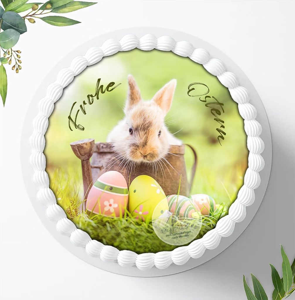 Für die Geburtstags Torte ein Tortenaufleger, Zuckerbild mit dem Motiv: Ostern, Essbares Foto für Torten, Fondant, Ø 20cm, 0060c