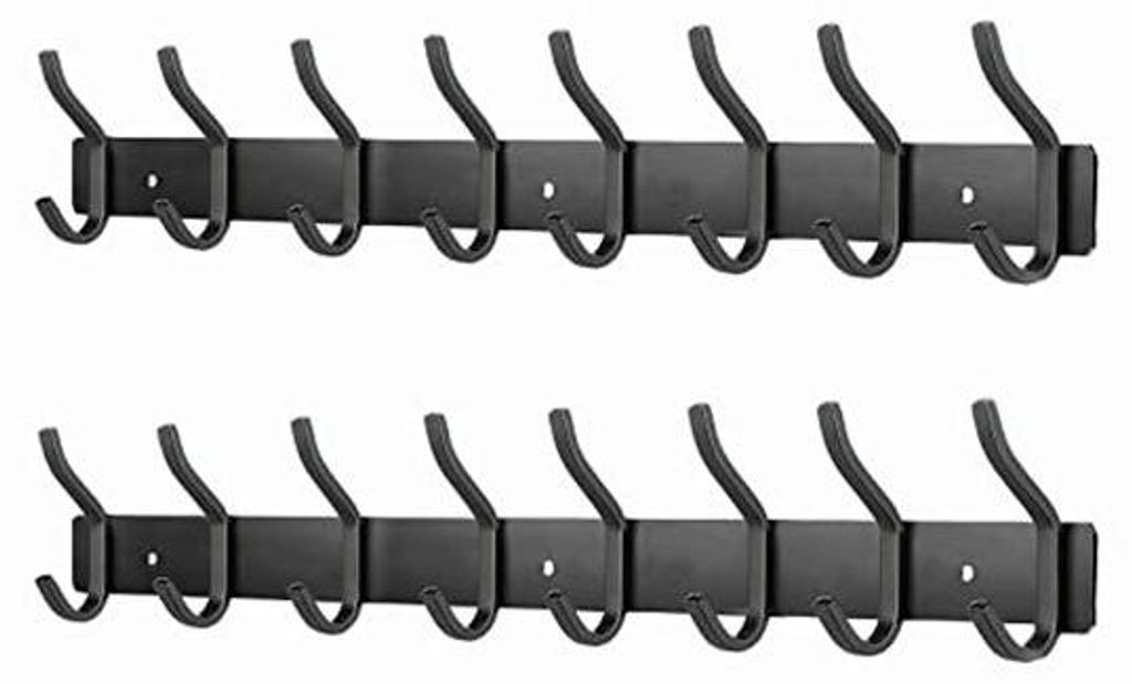 Roestvrijstalen kapstok, 2 stuks, 8 haken, 80 cm, schwarz, für Schlafzimmer, Badezimmer, Küche