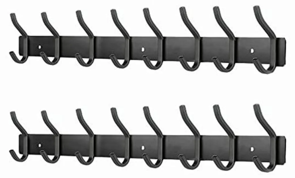 Porte-manteau inox noir 8 crochets 80 cm lot de 2 robuste et élégant