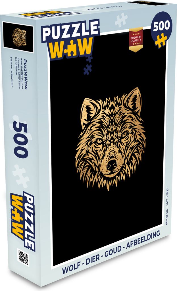MuchoWow Puzzle 500 Teile Wolf - Tier - Gold - Bild - Denken - Spiel - Toy