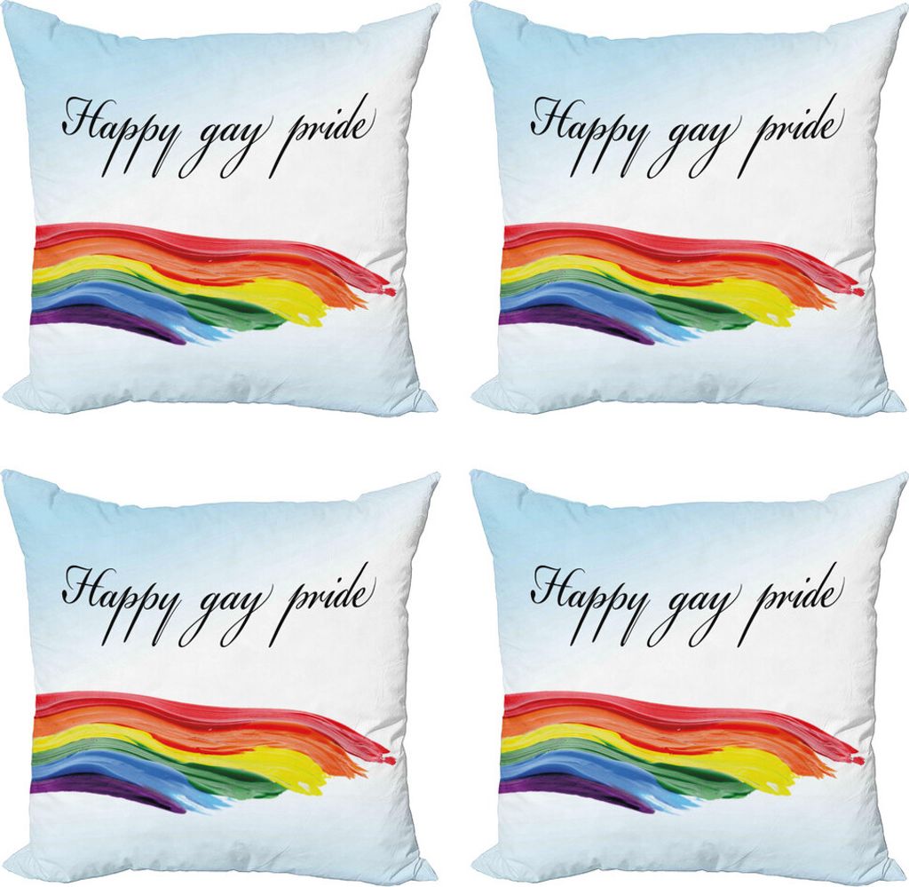 ABAKUHAUS Stolz Kissenbezug Set (4 Stück), Feierliche Text Bunte, Moderner Doppelseitiger Digitaldruck, 50 cm x 50 cm, Mehrfarbig