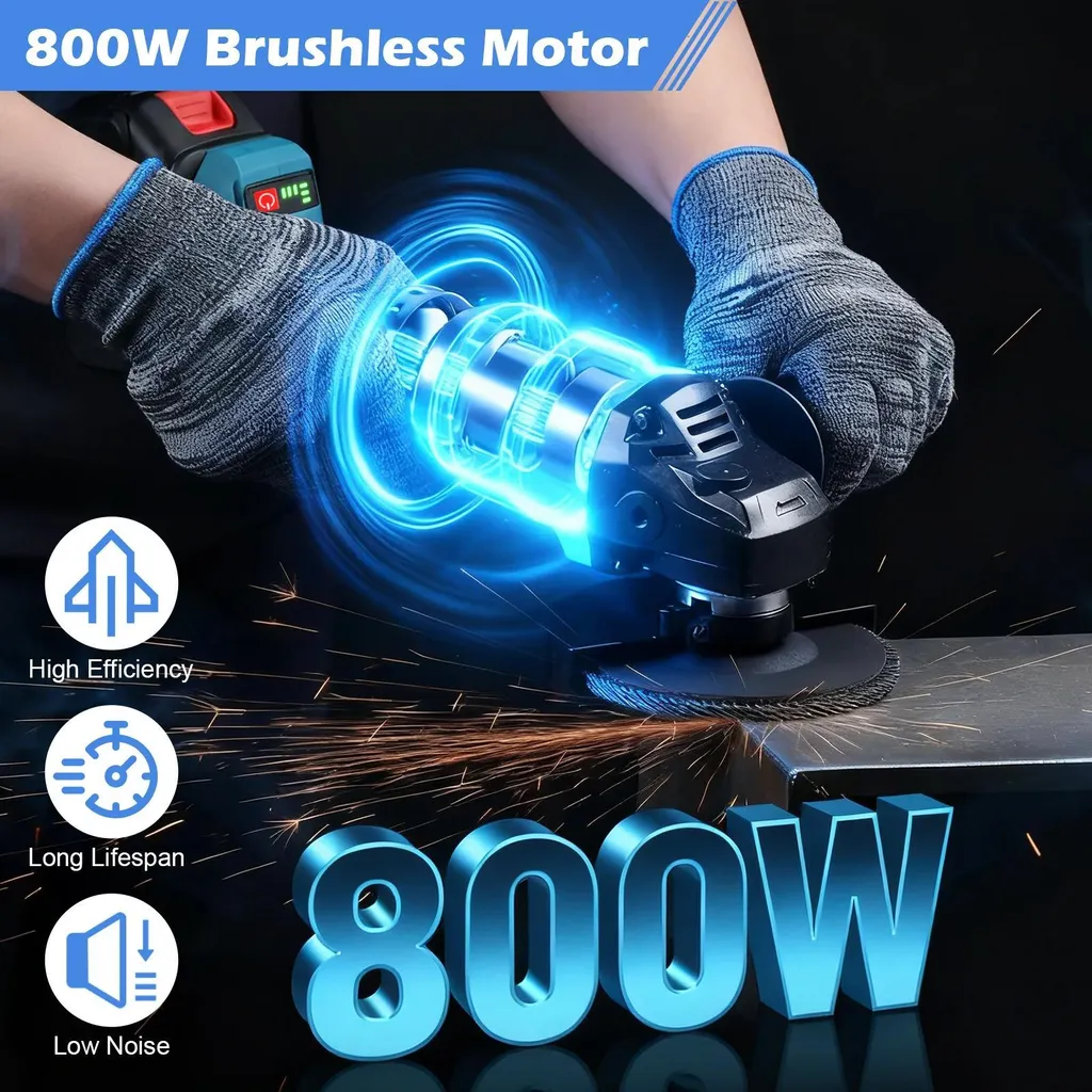 Meuleuse angulaire portative bleue brushless 800W à vitesse variable