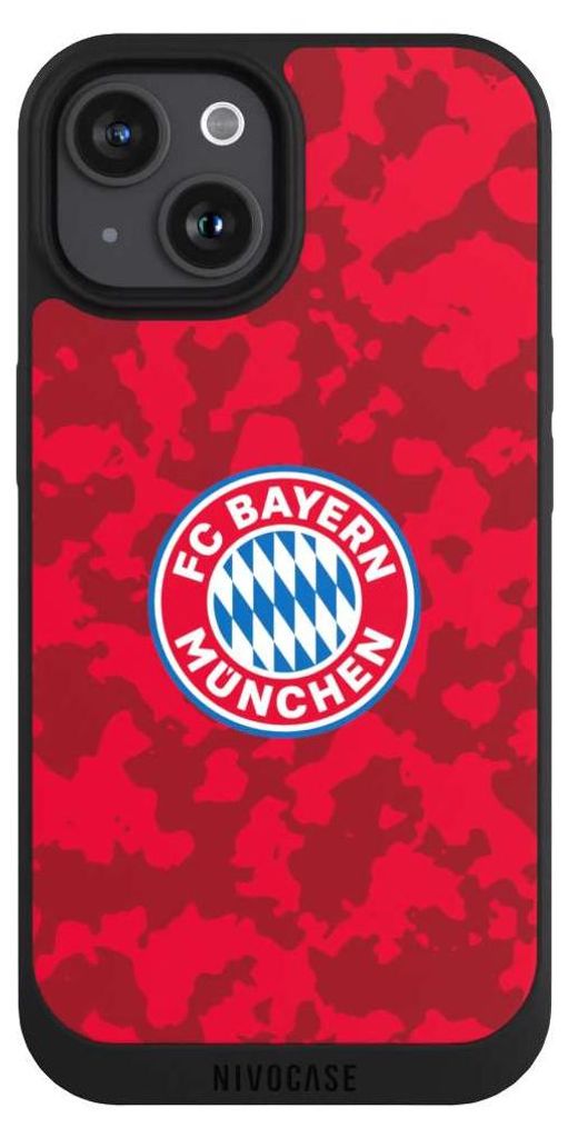 NIVOCASE Handyhülle für Apple iPhone 15 Hülle NIVOpure Case Schwarz FC Bayern München Camouflage FCB