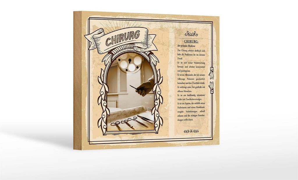 Holzschild Berufe 18x12 cm Chirurg präzis Medikus Perfektion