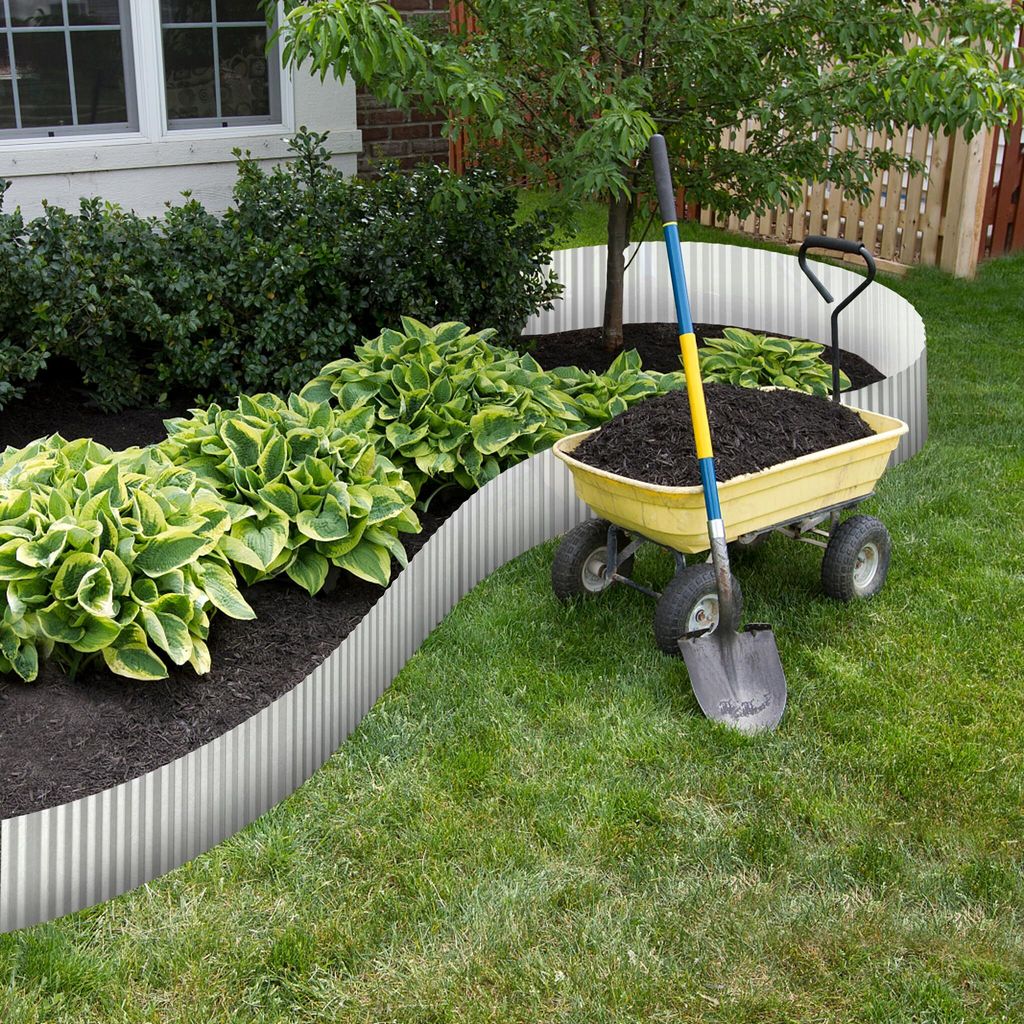 Aufun Rasenkante Verzinkt 10-teilig - Flexible Beeteinfassung 100cm X 20cm Mit Dornen Für Garten